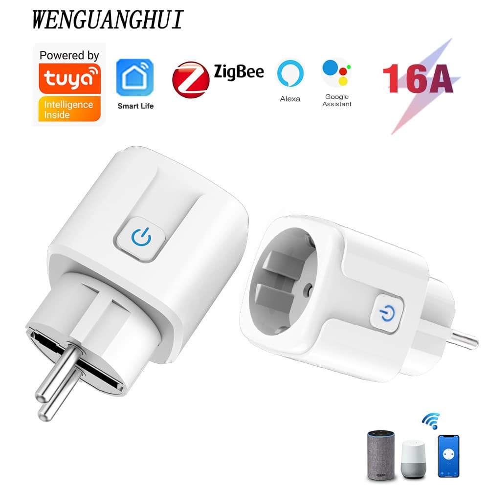 Smart Socket Zigbee3.0 European Plug Connects to Smart Gateway Voice Control with Relay 16A Metering European Standard Socket
