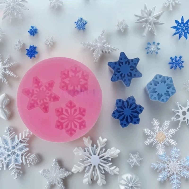 3 Types of Snowflake Silicone Molds DIY Handmade Soap Molds Chocolate Baking Cake Accessories Molds Glue Clay Tools
