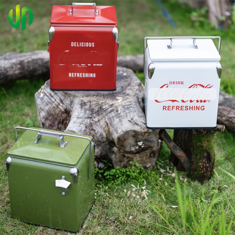 13L retro ins wrought iron outdoor insulated portable camping stall car ice bucket ice cube refrigerated cooler