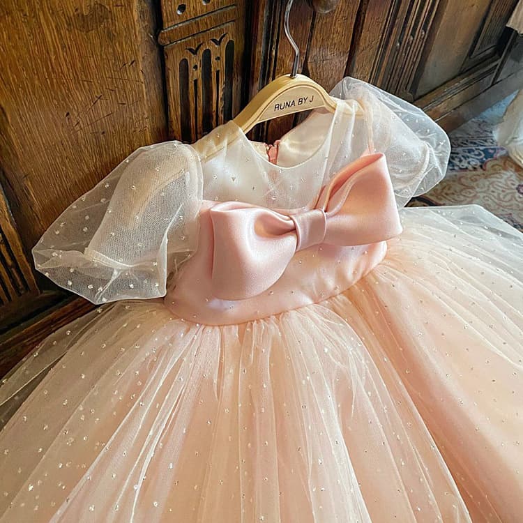 One-year-old dress pink princess dress girl baby girl performance dress thin banquet light luxury children's wedding dress tutu skirt