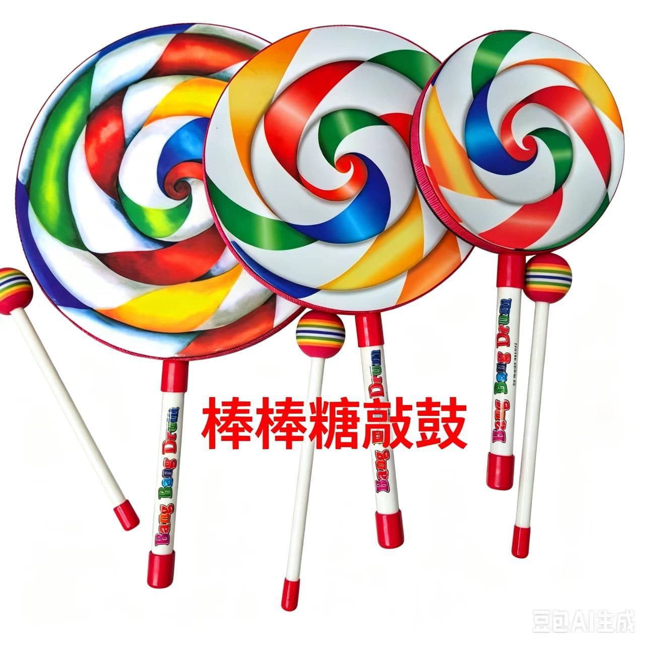 Orff Children's Percussion Instrument Lollipop Drum Baby Music Lollipop Drum Props Teaching Aids