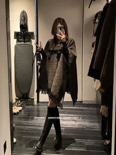 New Fall/Winter Cape Poncho Coat for Women Korean Loose Fashionable Warm French Fringe Top
