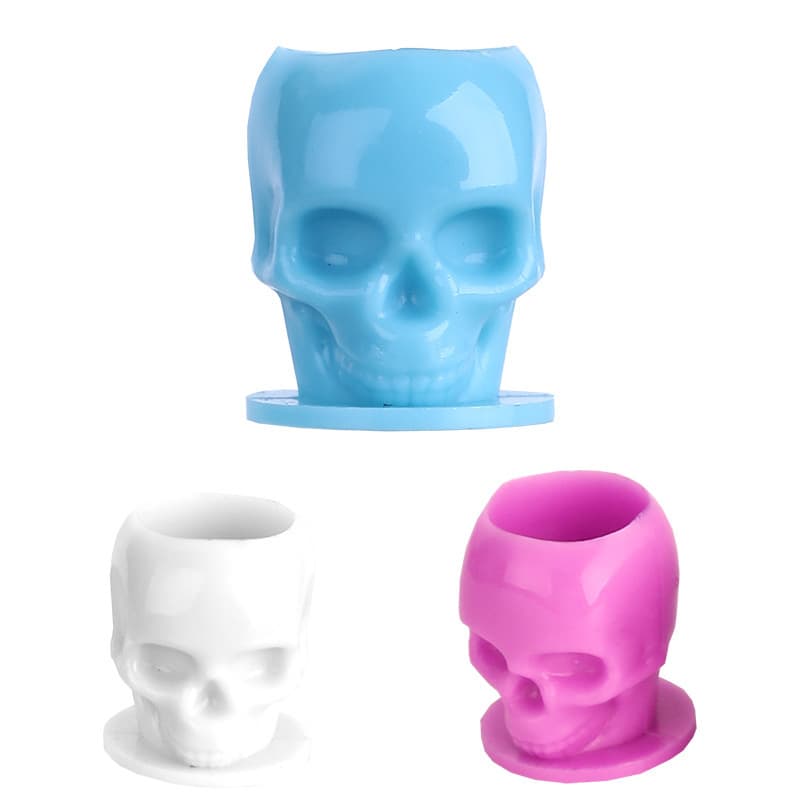 Tattoo color cup, tattoo skull color cup, 200 pcs/pack, medium color cup with base, tattoo lip color cup