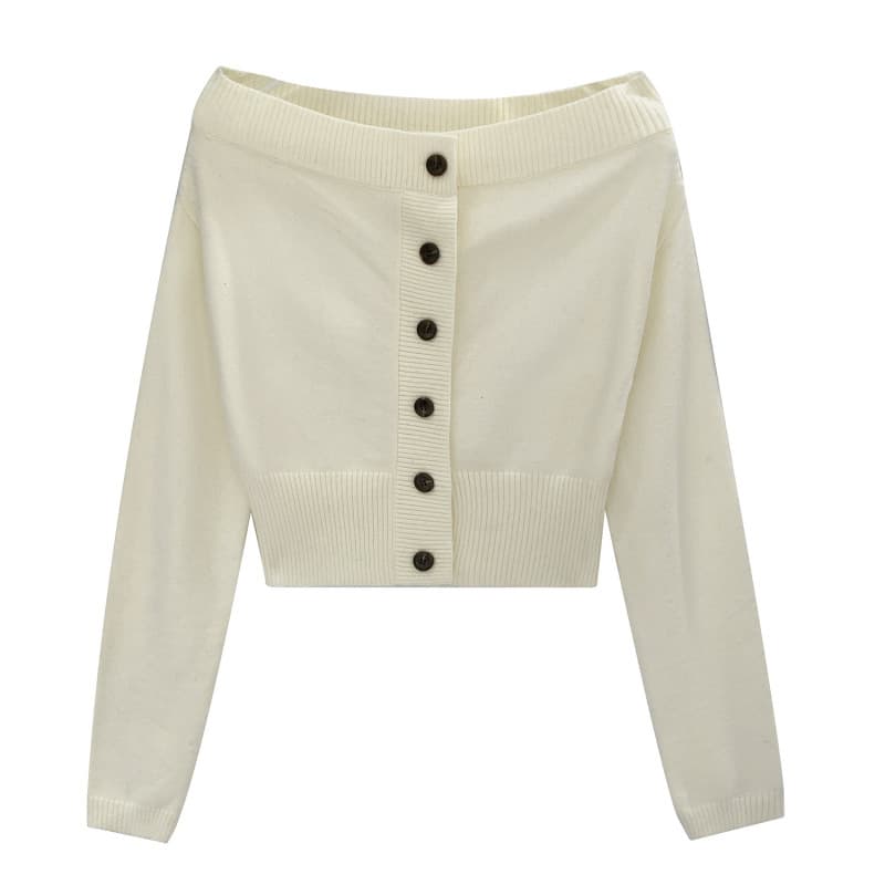 European one-shoulder waisted sweater long-sleeved wool bottoming sweater for women autumn and winter 2025 new Korean style top