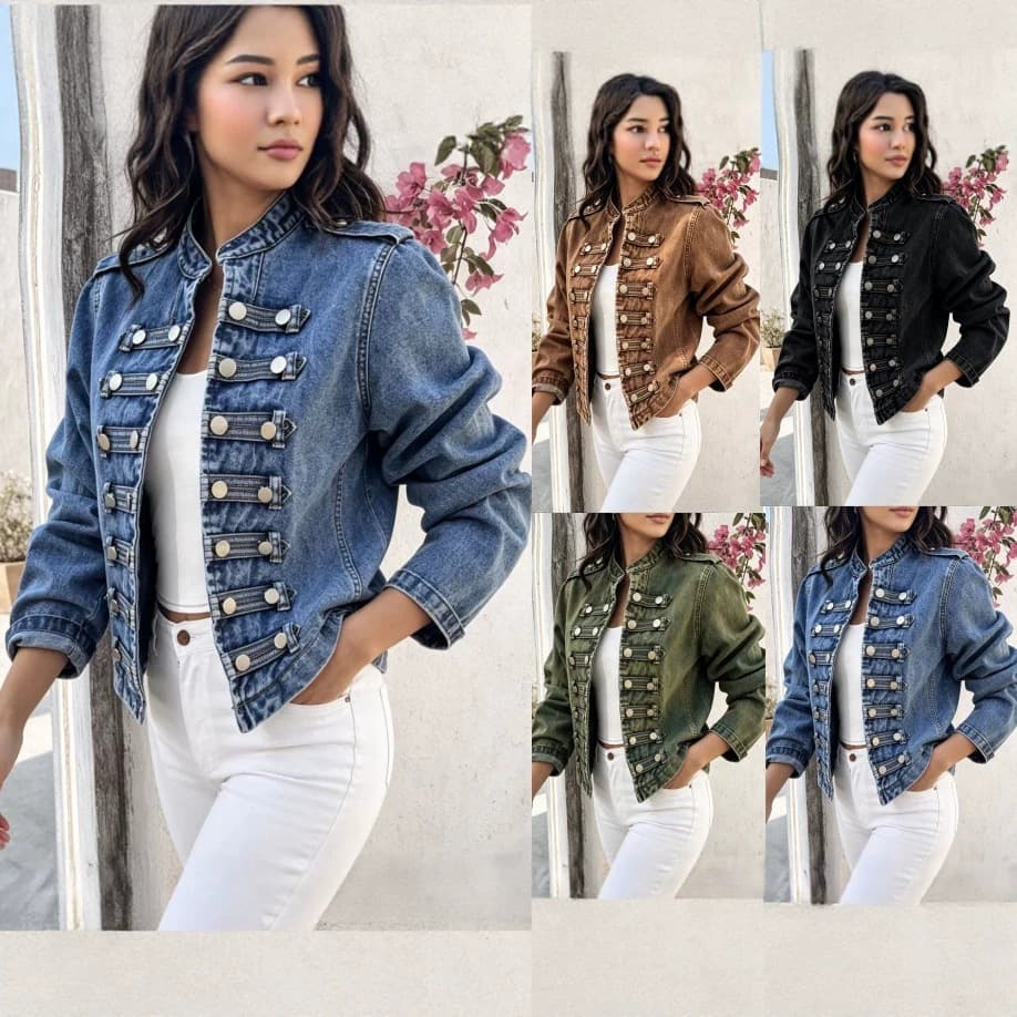 Cross-border Amazon US/EU Denim Jacket Vest New Style Fashion Versatile Independent Site Long Sleeve Women's Clothing
