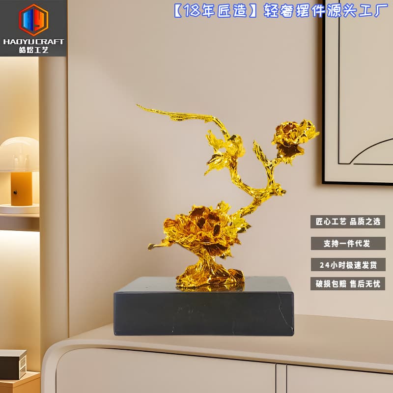 European Luxury Welcome Pine Tree Electroplated Decor, Model House Warming Gift, Creative Home Bar Accessories