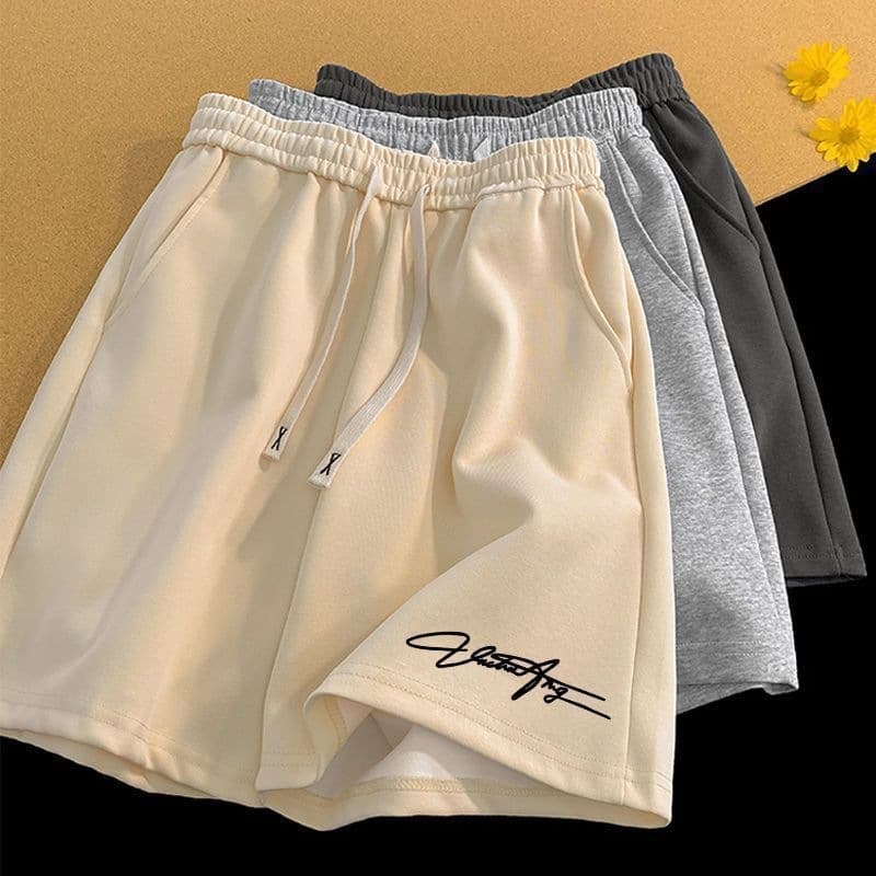 2026 New Cross-Border Men's Shorts Summer Thin Cotton Loose Versatile Trendy Embroidered Five-Point Shorts