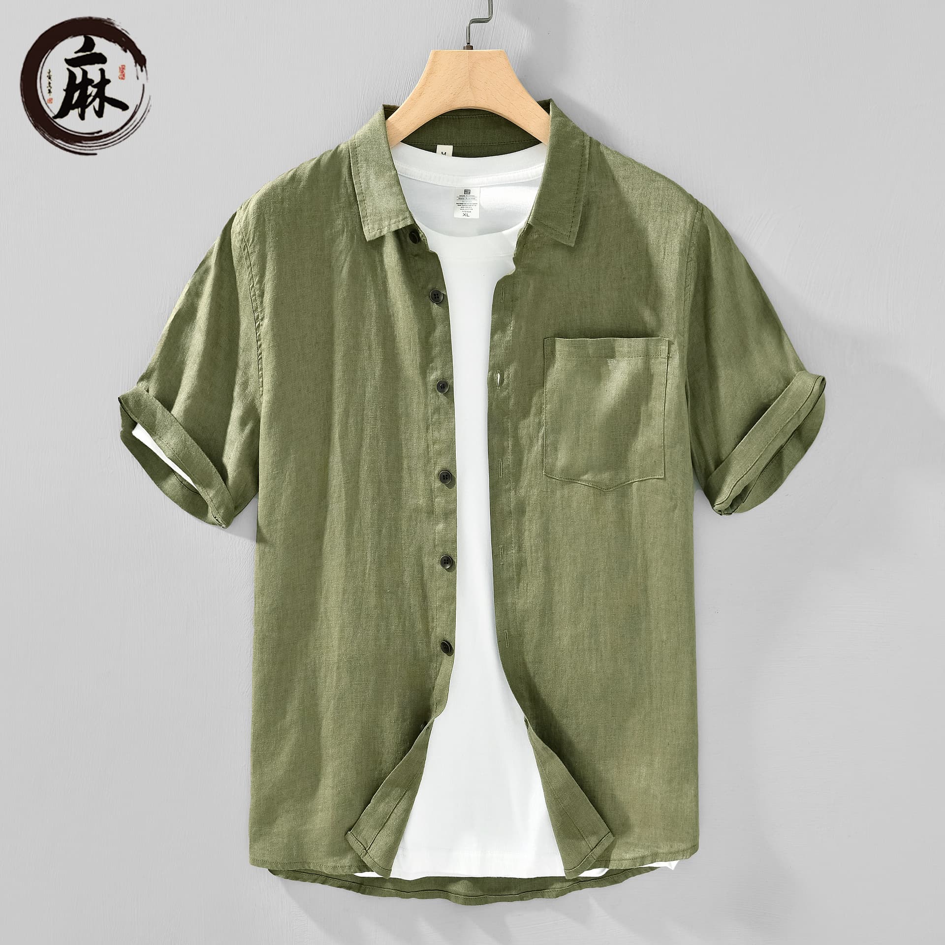 H010 Japanese Linen Fresh Short-Sleeve Shirt for Men, Versatile, Artistic, Casual, Loose, Breathable Top, Available for Dropshipping