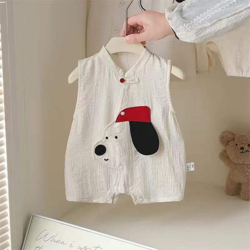 Summer New Sleeveless Harness Cartoon Summer Baby Clothes Baby Jumpsuit Summer Thin Front Cardigan Romper Suit