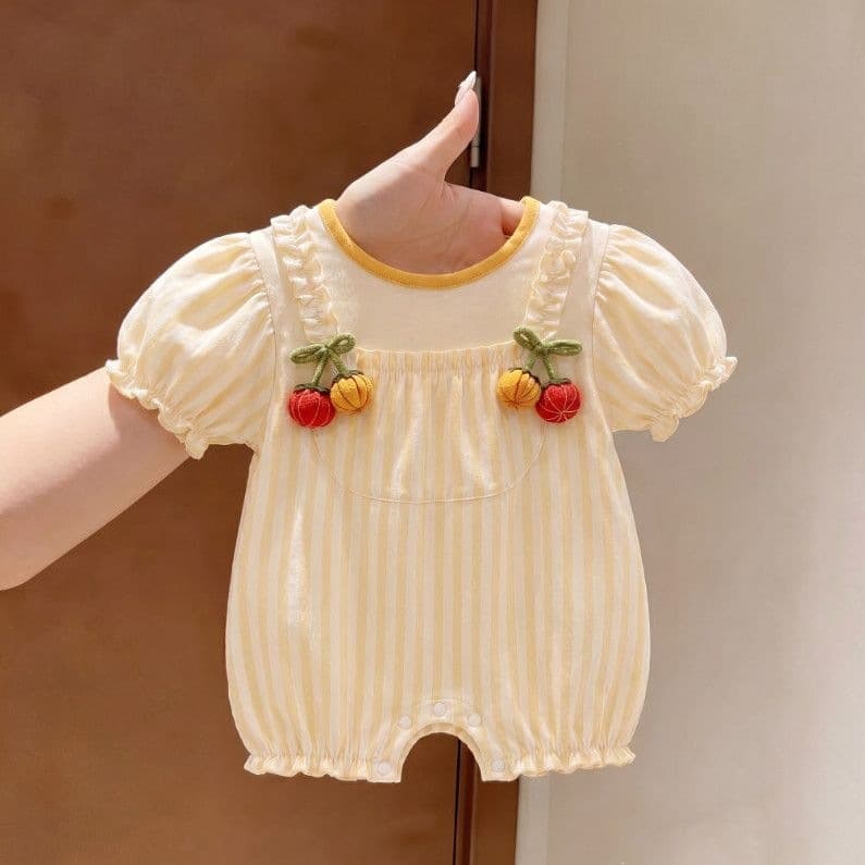 Princess Baby Clothes Summer Striped Thin Pumpkin Pure Cotton Bodysuit Infant Cute Outing Romper Crawling Suit