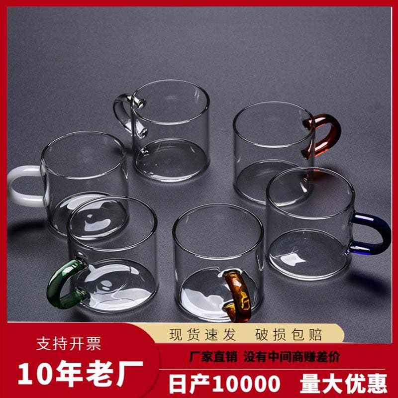 Wholesale Glass Heat-resistant Tea Tasting Cup Thick Small Capacity Tea Cup Household Handle Transparent Kung Fu Tea Cup Small Handle Cup