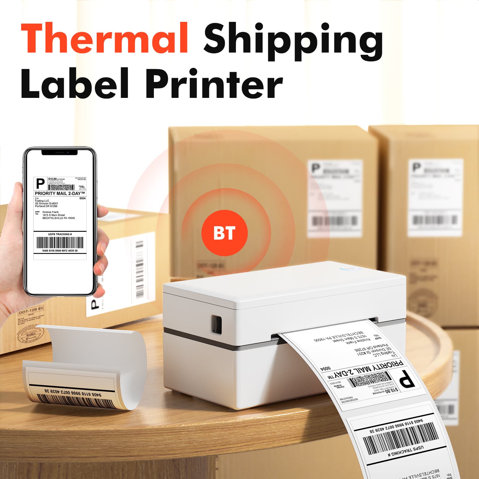 GD985 Express Waybill Printer, Small Bluetooth Thermal Label Adhesive Barcode Cross-border E-commerce Printing Machine