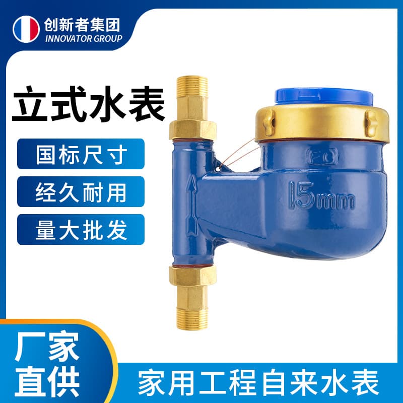 Rotary vane water meter, 4-point, 6-point, 1-inch, household vertical water meter, apartment rental, DN15, mechanical anti-reverse.
