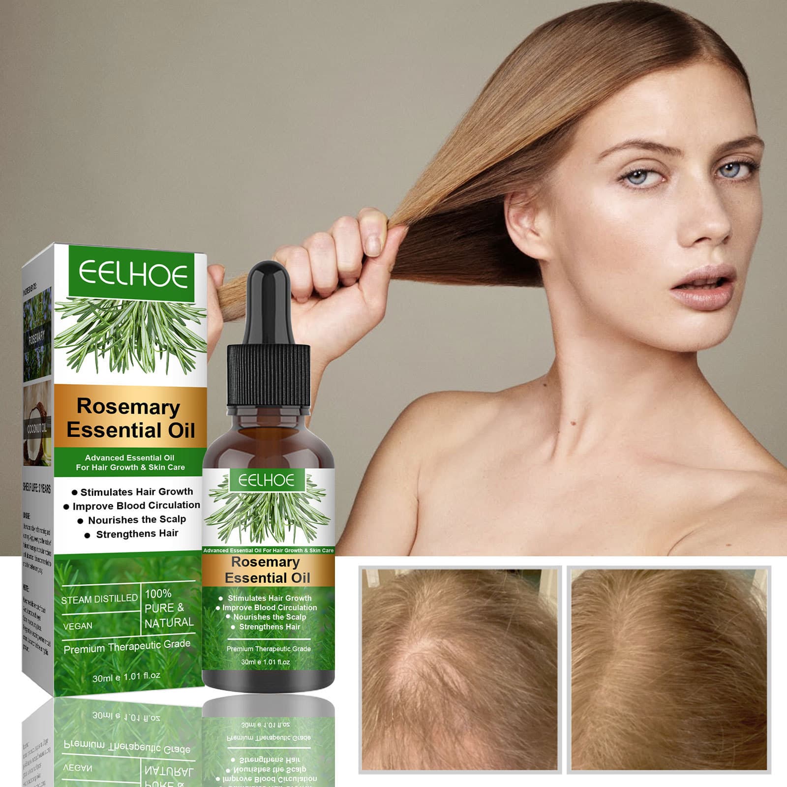 EELHOE Rosemary Hair Oil Anti-Hair Loss Growth Oil Nourishing Scalp Treatment