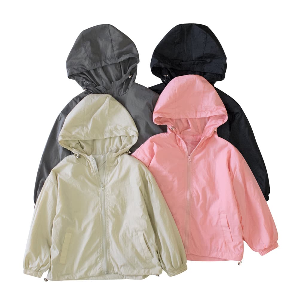 GRRR Kids Hooded Zipper Jacket Pure Color Spring Autumn Unisex Casual Long Sleeve Coat for Boys And Girls