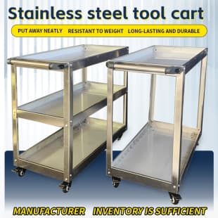 Cross-border wholesale stainless steel tool cart, multi-functional mobile tool cart, auto repair three-layer parts cart, tool storage cart