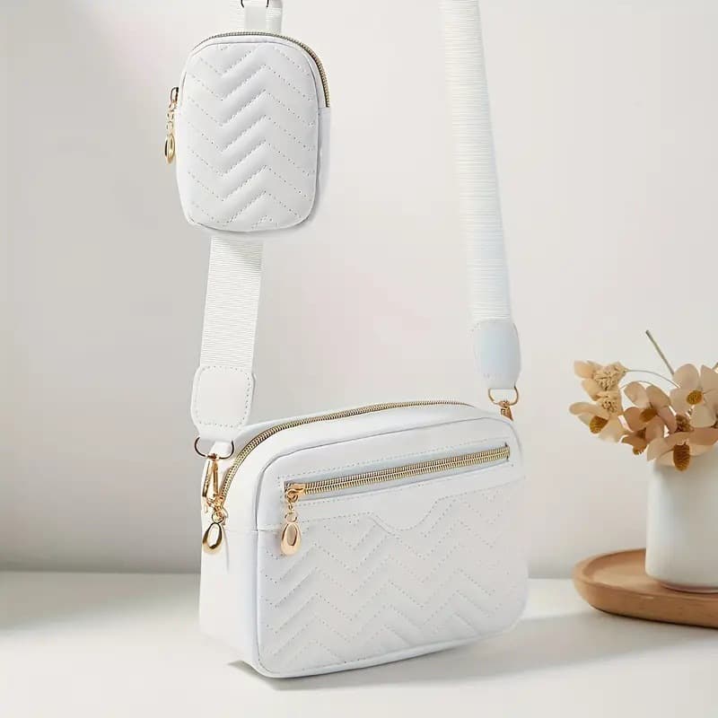 Women's Fashion Embroidered Small Square Bag, Versatile Elegant Crossbody Shoulder Bag with Wide Strap, Phone Bag