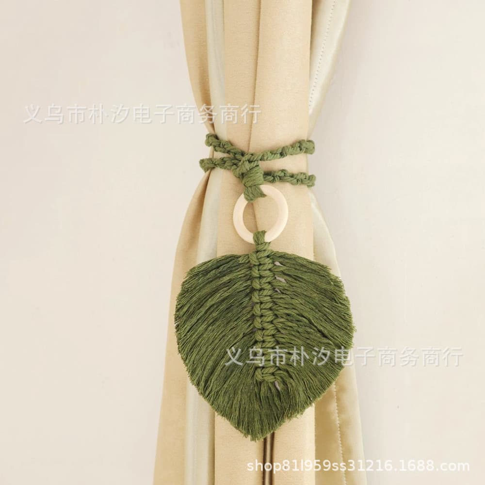 Handmade Braided Cotton Rope Curtain Tieback Leaf-shaped Braided Tie Rope Simple Modern Curtain Holder Decoration