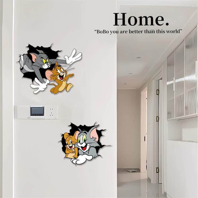 Cartoon Hole Repair Wall Sticker, Hole Cover-Up, Home Tile Concealer, Scratch Cover, Cute Decorative Wall Decal