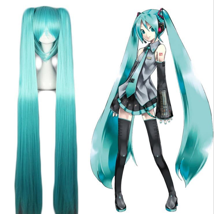 Cosplay Wig Aqua Blue Hatsune Miku Anime Cos Wig Factory Stock Drop Shipping