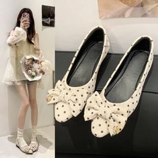 [Good Product Recommendation] New Flats, Comfortable Versatile Yellow Beige Black Split-Toe Leather Shoes Kitten Heel Order