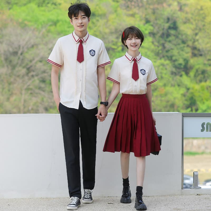 2025 Summer New Couple Outfits for Middle and High School Students Class Uniform Graduation Photo Performance Costume Summer Short Sleeve