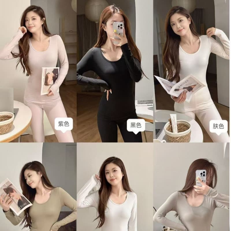 Best Friend's Constant Temperature Skin Care Set 3.0 Upgraded Autumn New Long Sleeve Thin Slim Fit Brushed Warm Suit
