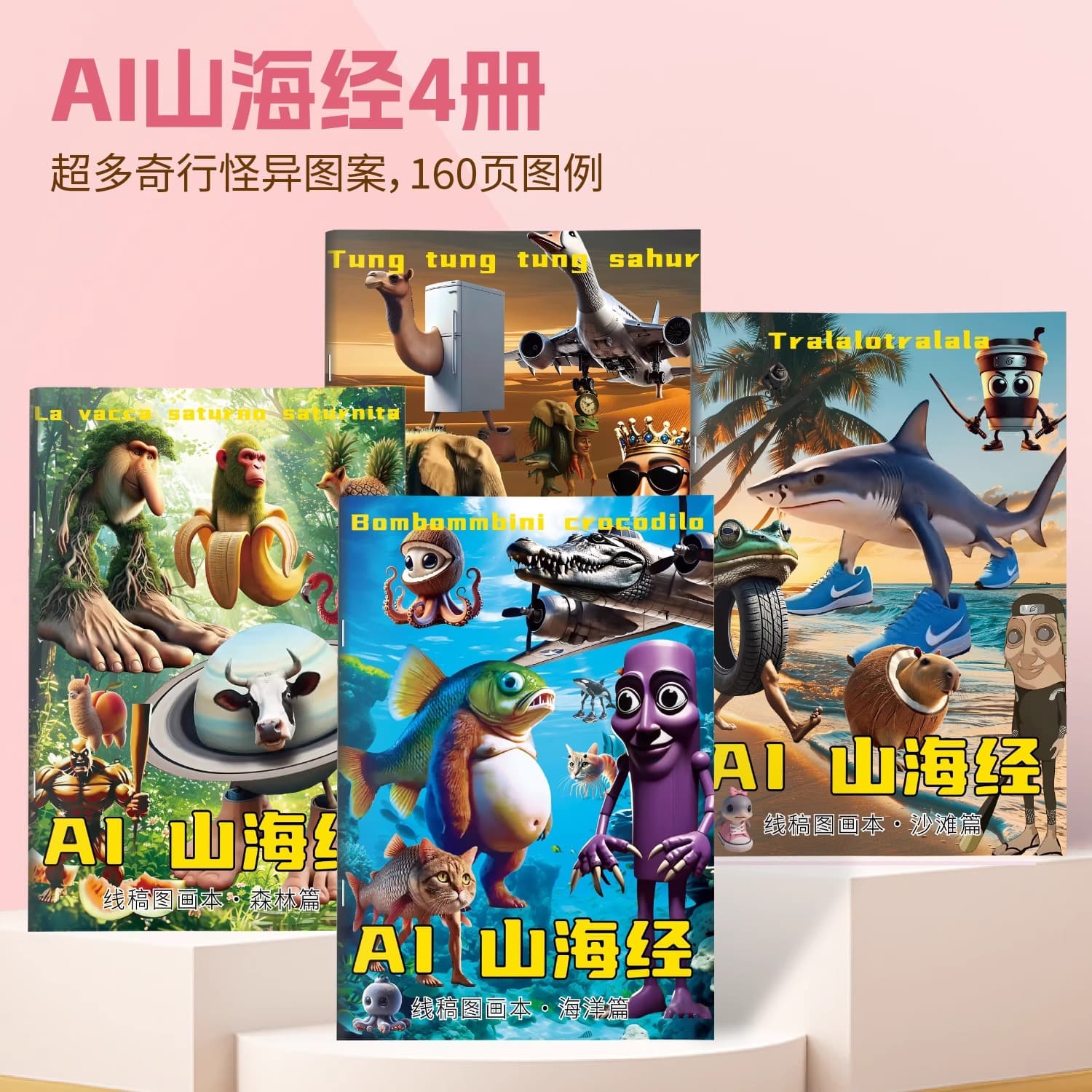 Cross-border AI Shan Hai Jing tracing book: stick figure edition with funny creative line art