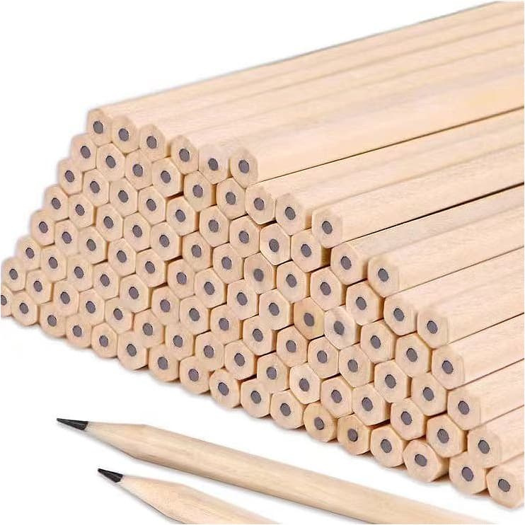 Hexagonal Natural Wood Pencil Safe Non-Breaking Core Children HB Pencil Student Writing Sketching Plastic-Coated White Pencil