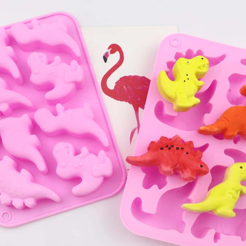 Minghao 8-Piece Dinosaur Silicone Cake Mold Handmade Soap Mold Baking Tool Pudding Jelly Mold Easy Demoulding