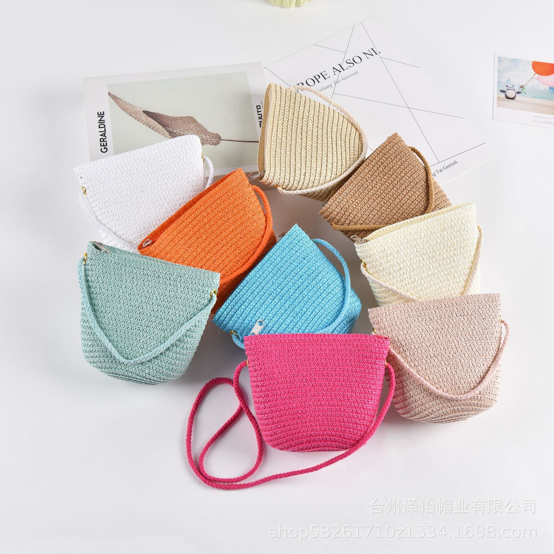 Kids' Cute Fashion Textile Mini Straw Woven Bag for Girls, Lightweight Shoulder Crossbody Coin Purse