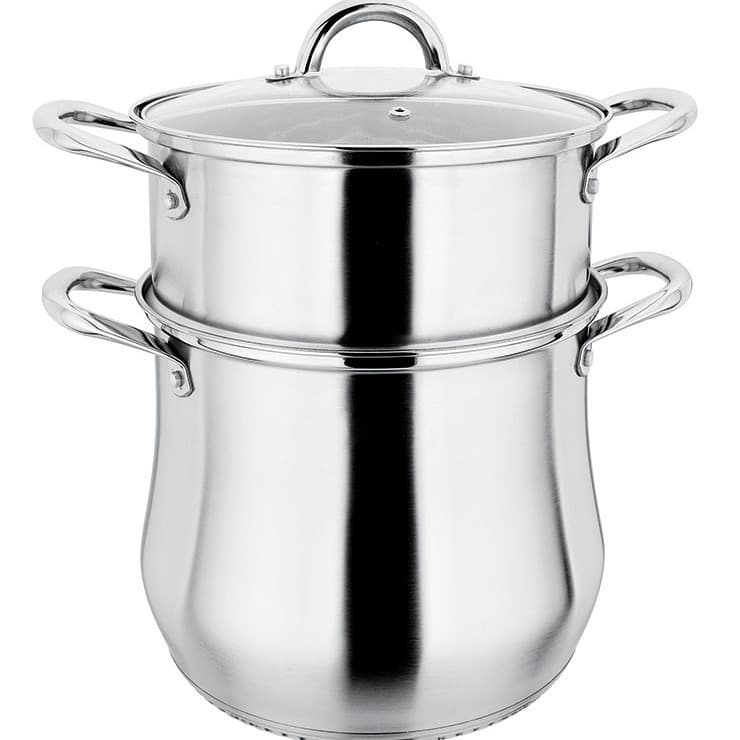 Thickened Stainless Steel Double-Eared Soup Pot with Steamer, Suitable for Commercial or Home Use on Gas or Induction Stoves, Deep Large Capacity Broth Pot