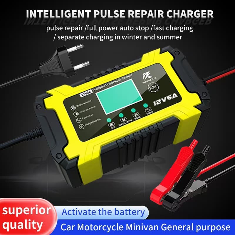 Cross-border 12V 6A Smart Pulse Charger for Lead-Acid Batteries, Motorcycle Batteries, and Car Chargers (12V Battery Charger)