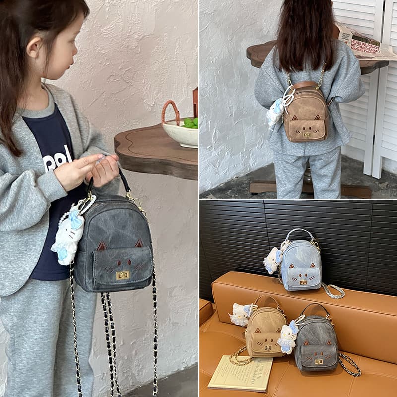 Children's Bag 2025 New European and American Fashion Retro Cat Mini Backpack Girls Small Fragrance Chain Small Backpack