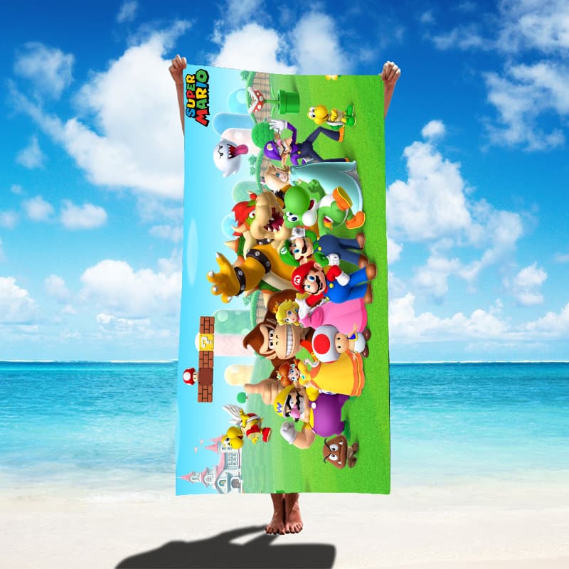 Super Mario Beach Towel Hot Selling for Export, Mario Kids Beach Towel Children's Bath Towel