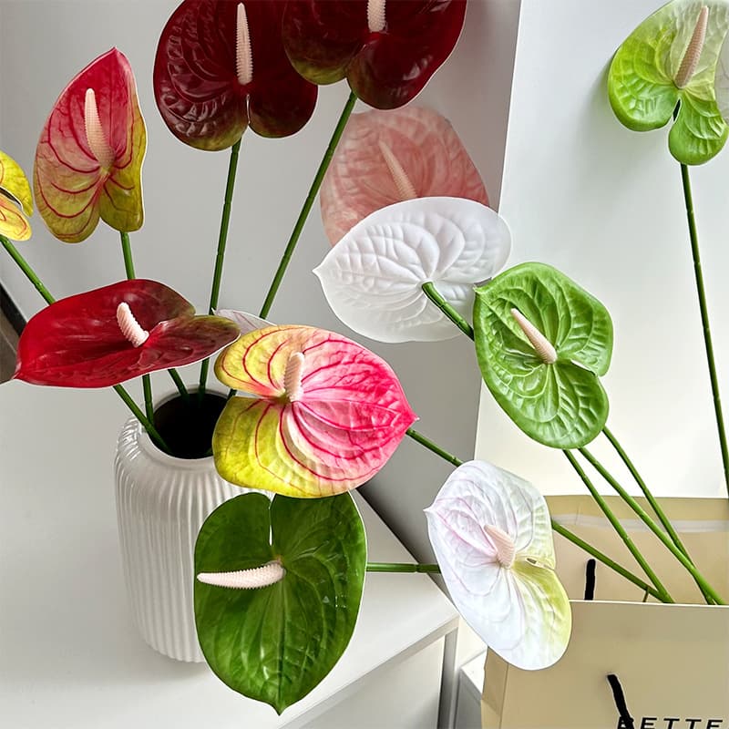 3D Printed Anthurium Artificial Flower Flamingo Lily Wedding Hall Decoration Home Decoration Artificial Green Plant Fake Flower Factory Wholesale
