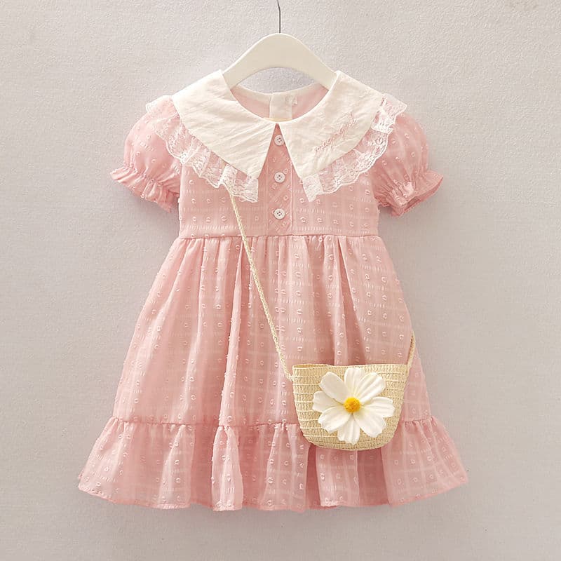 Girls' Summer Dress, Children's Fashionable Turn-Down Collar Dress, New Style Baby Princess Dress for Summer