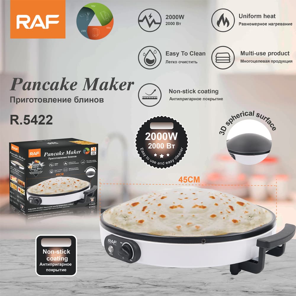 RAF EU Standard Naan Bread Machine, Commercial Pancake Maker, Home Tortilla Press, Hot Selling Roti Maker in Europe and America, Sandwich Breakfast Maker