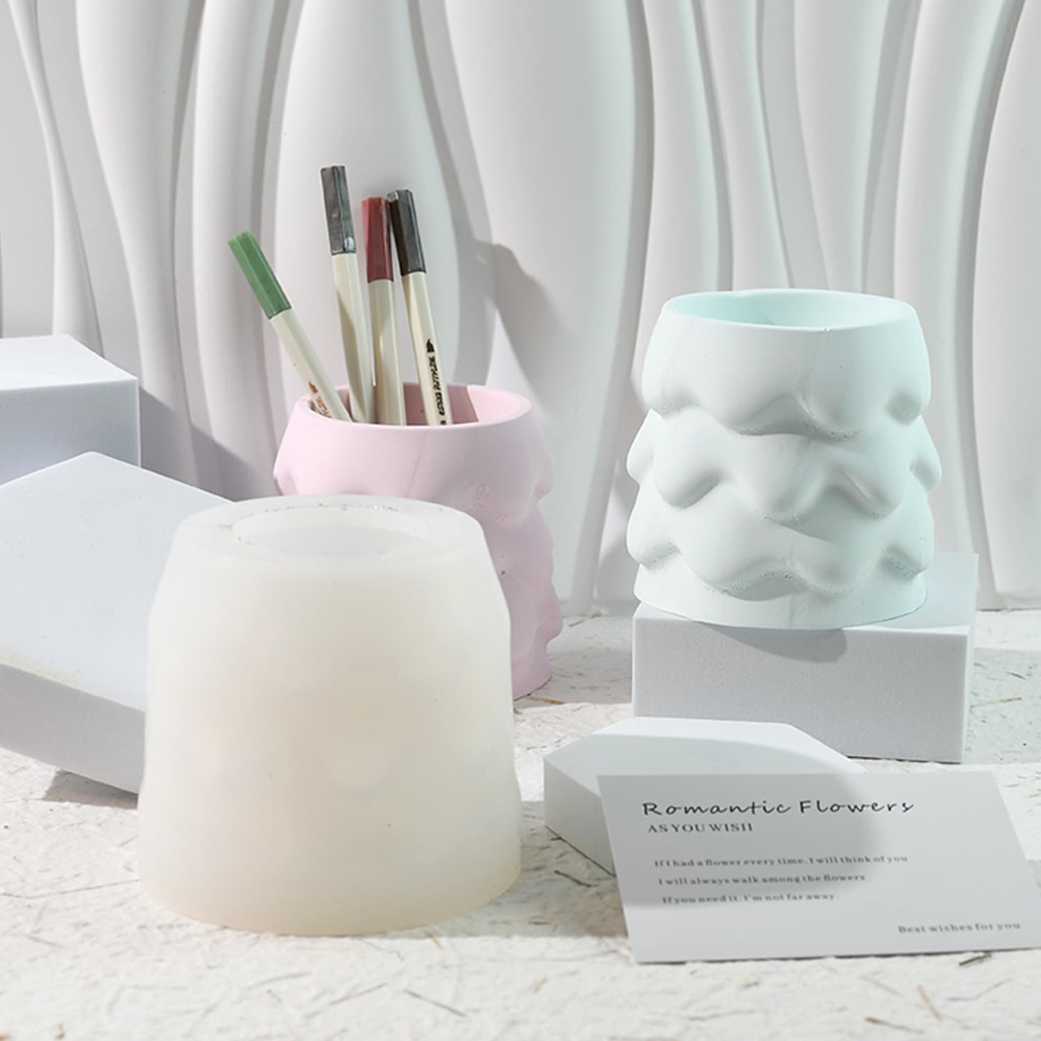 DIY new Christmas tree pen holder storage mold vase ornaments plaster mold silicone mold cross-border hot sale