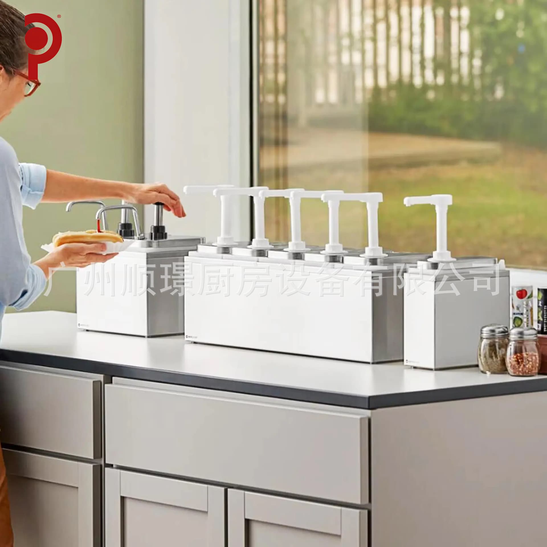 High-Quality Stainless Steel Plastic Head Food-Grade Condiment Dispenser Stainless Steel Pump Sauce with 1