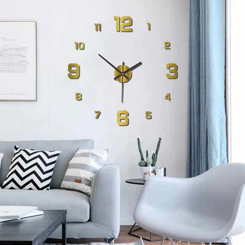 Cross-border creative clock personalized home diy wall clock free punch decorative wall sticker clock acrylic silent wall clock