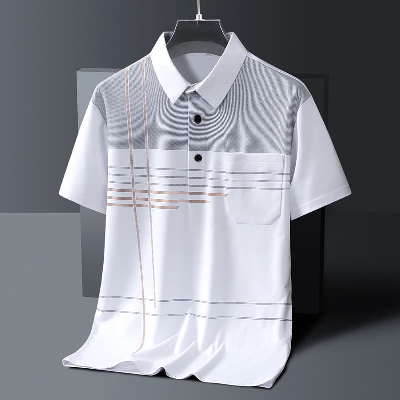 Woodpecker middle-aged and elderly dad summer T-shirt short-sleeved lapel top real pocket men's POLO shirt summer new style