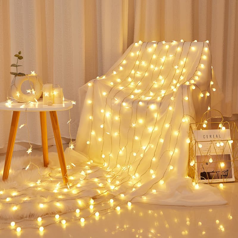 Birthday Decoration Small Colorful Flashing LED String Lights Starry Sky Atmosphere Camping Lights Net Red Star Light Strip