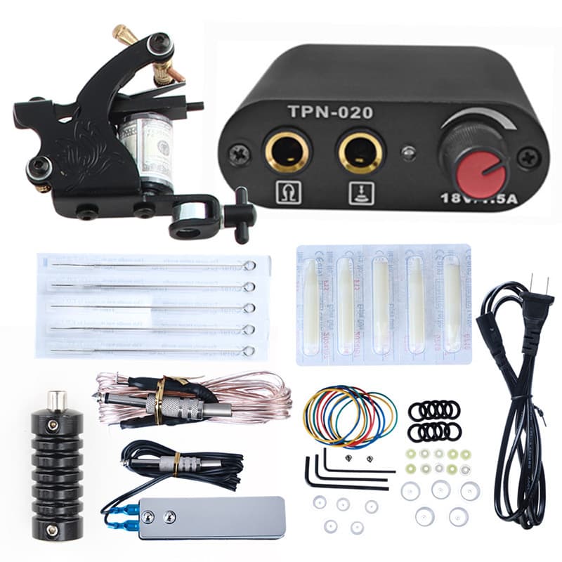 Cross-Border Hot Sale Full Set Cutting Line Fog Tattoo Equipment Novice Practice Professional Stamping Coil Tattoo Machine Set