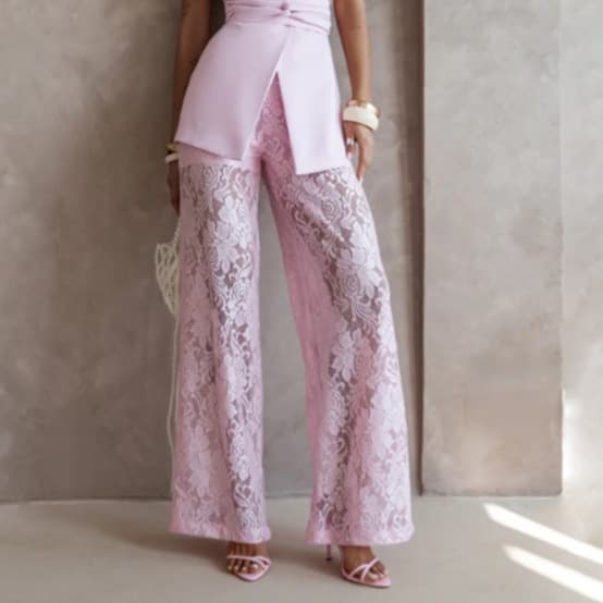 European and American Cross-Border New Style See-Through Sexy Lace Versatile Women's Pants