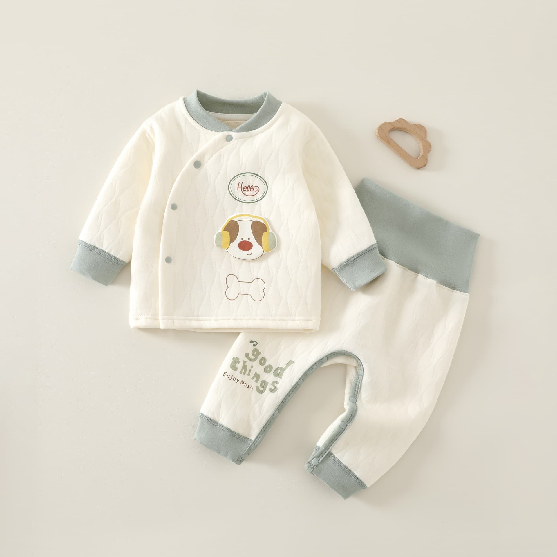 Baby Winter Thermal Underwear Set High-Waist Belly Protection Newborn Thickened Infant Cotton-Padded Suit