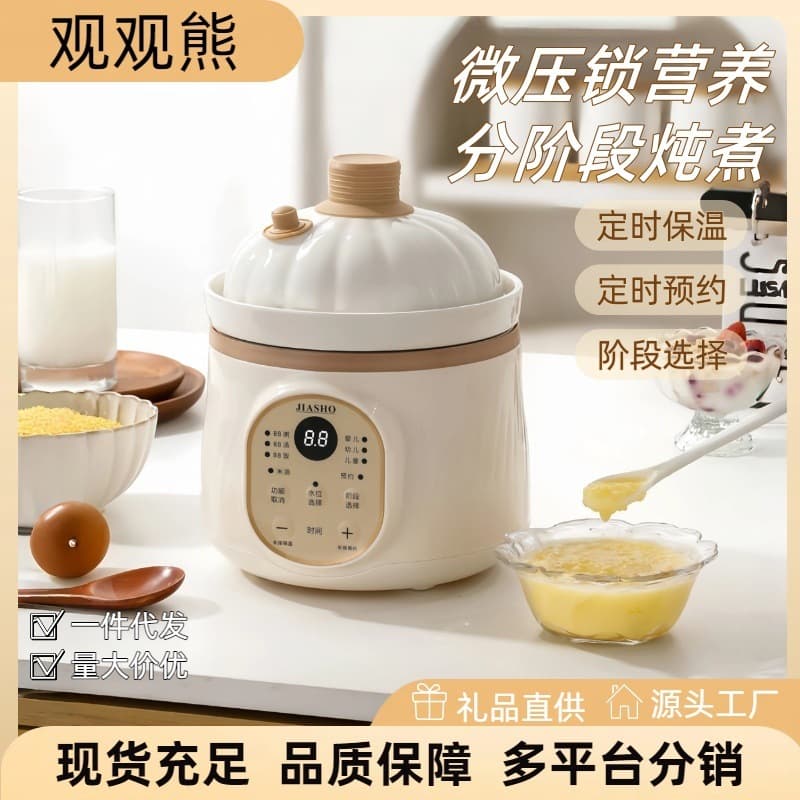 Multi-functional Micro-pressure Rice Porridge Pot for Baby Food by Age, Ceramic Electric Stew Pot for Soups