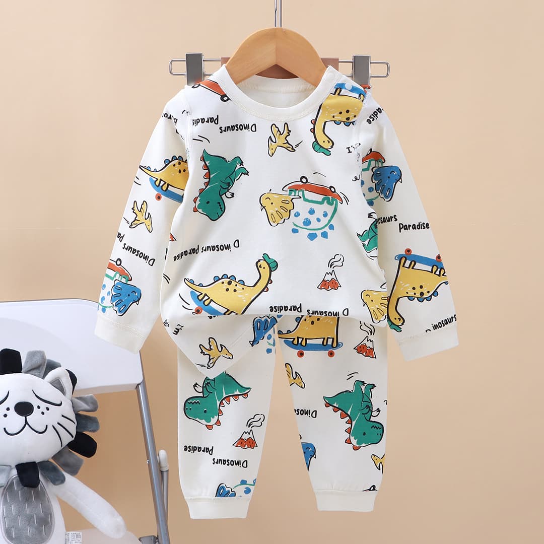 2025 New Kids Pure Cotton Underwear Set Boys Girls Autumn Thermal Top and Pants Infant Sleepwear Homewear Wholesale