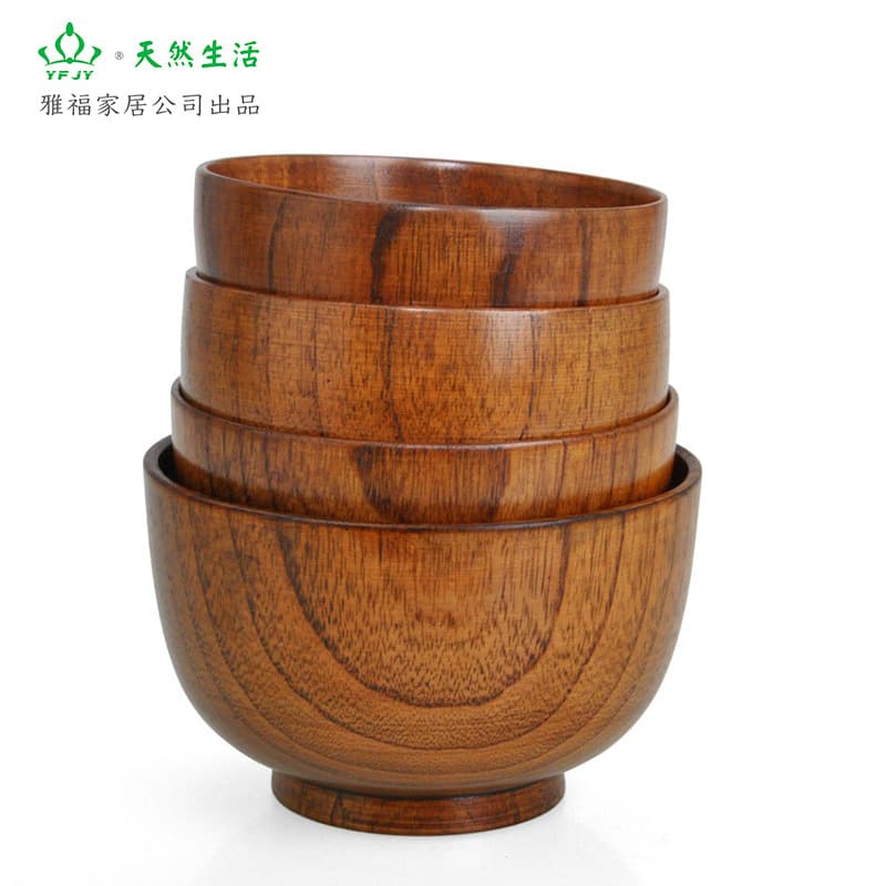YFJY Yafu Wooden Bowl, Solid Sour Jujube Wood Bowl Exported to Japan, Kitchen Dining Utensils, Daily Use Small Bowl