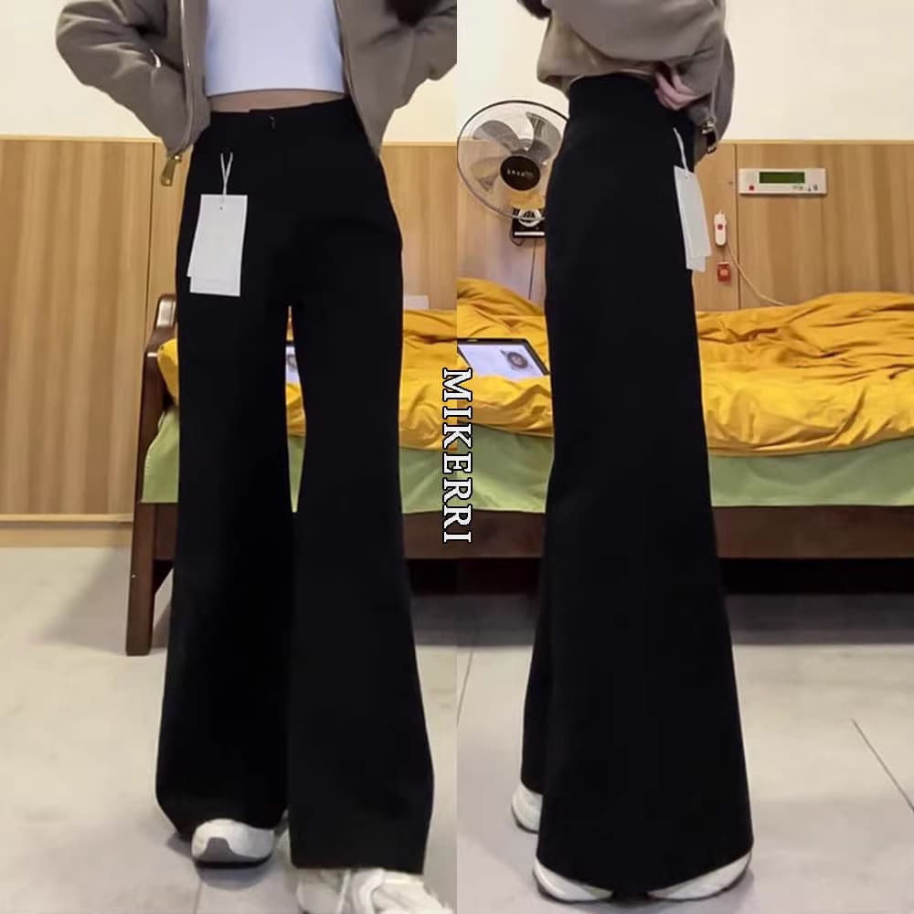 Black Non-Skinny Flare Jeans for Women Spring New Plus Size Loose Fit Slimming Pear-Shaped Wide Leg Pants